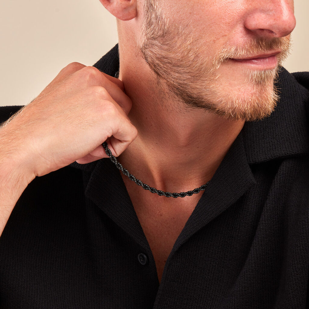 Chaine Tahoma Acier Noir - Chaines Homme | Histoire d’Or