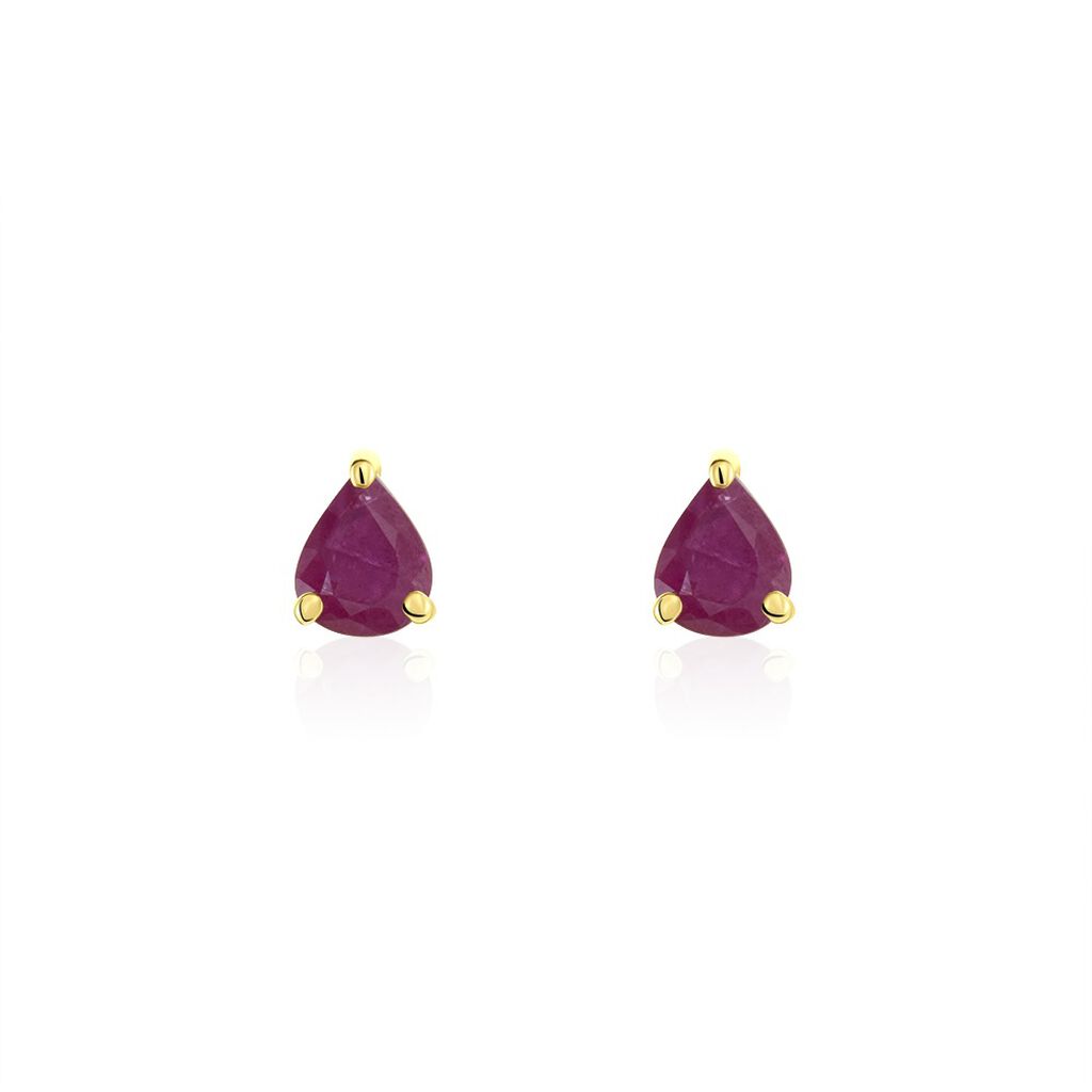 Boucles D'oreilles Puces Or Jaune Isador Rubis - Clous d'oreilles Femme | Histoire d’Or