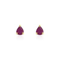 Boucles D'oreilles Puces Or Jaune Isador Rubis