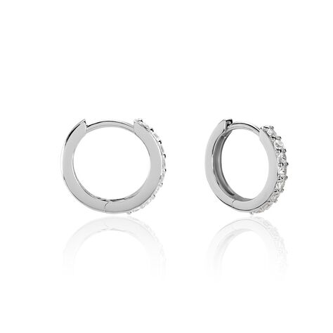 Créoles Jussi Argent Blanc Oxyde De Zirconium - Boucles d'oreilles créoles Femme | Histoire d’Or
