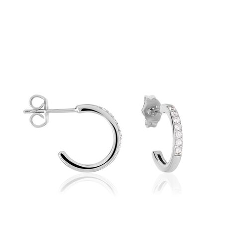 Créoles Argent Blanc Roshan Oxydes De Zirconium - Boucles d'oreilles créoles Femme | Histoire d’Or