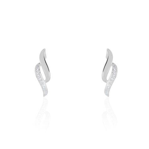 Boucles D'oreilles Puces Callum Or Blanc Diamant - Clous d'oreilles Femme | Histoire d’Or