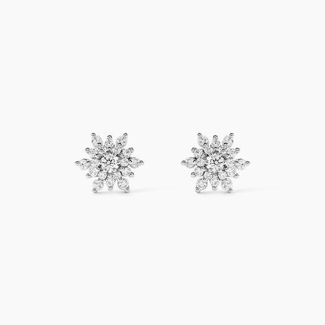 Boucles D'oreilles Puces Cyriac Argent Blanc Oxyde De Zirconium - Boucles d'oreilles fantaisie Femme | Histoire d&rsquo;Or