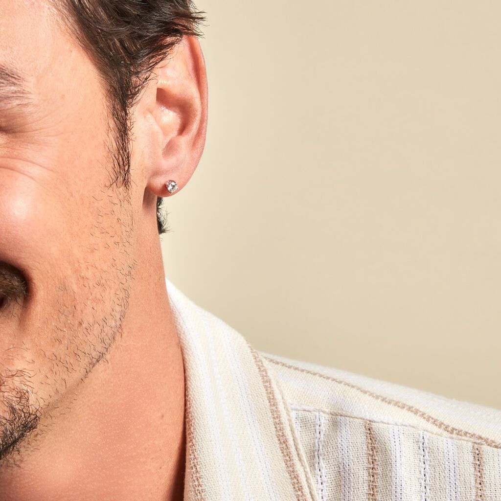 Boucles D'oreilles Puces Aphrodite Or Blanc Diamants - Clous d'oreilles Homme | Histoire d’Or