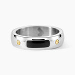 Bague Jourdan Louka Acier Argent&eacute; Onyx - Bagues solitaires Homme | Histoire d&rsquo;Or