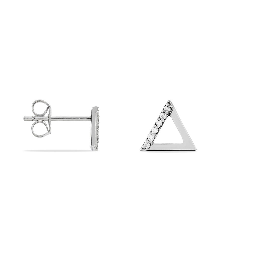Boucles D'oreilles Puces Lorena Argent Blanc Oxyde De Zirconium - Boucles d'oreilles fantaisie Femme | Histoire d’Or