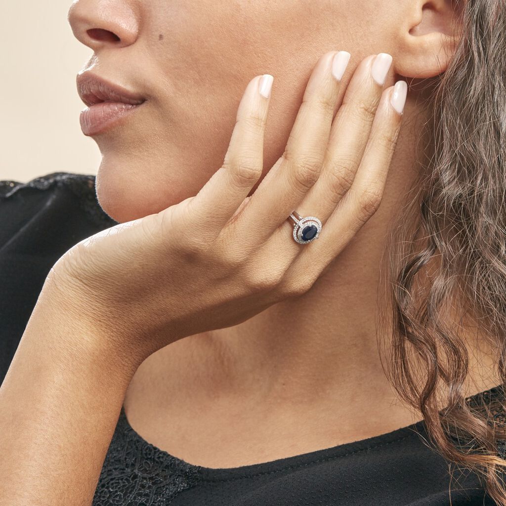 Bague Justine Or Blanc Saphir Et Diamant - Bagues solitaires Femme | Histoire d’Or