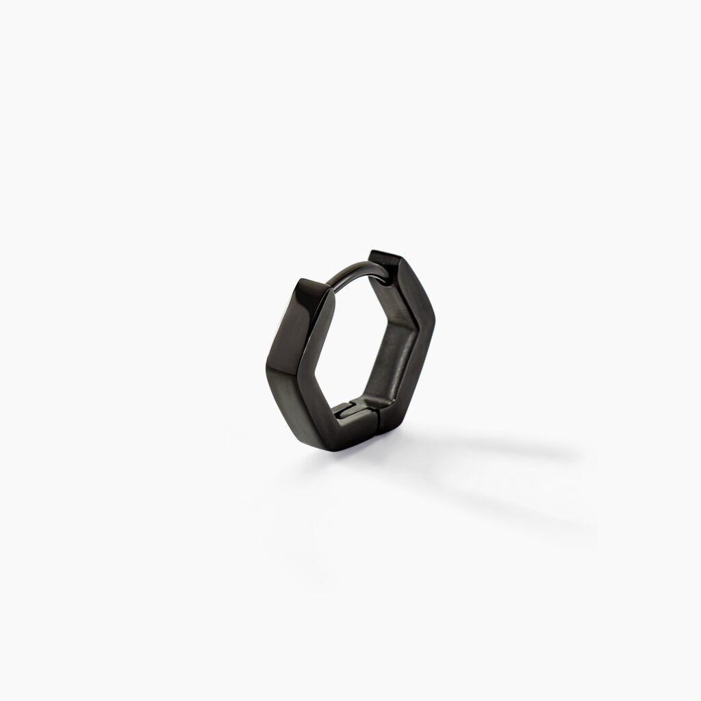 Créole Unitaire Albany Acier Noir - Boucles d'oreilles créoles Homme | Histoire d’Or
