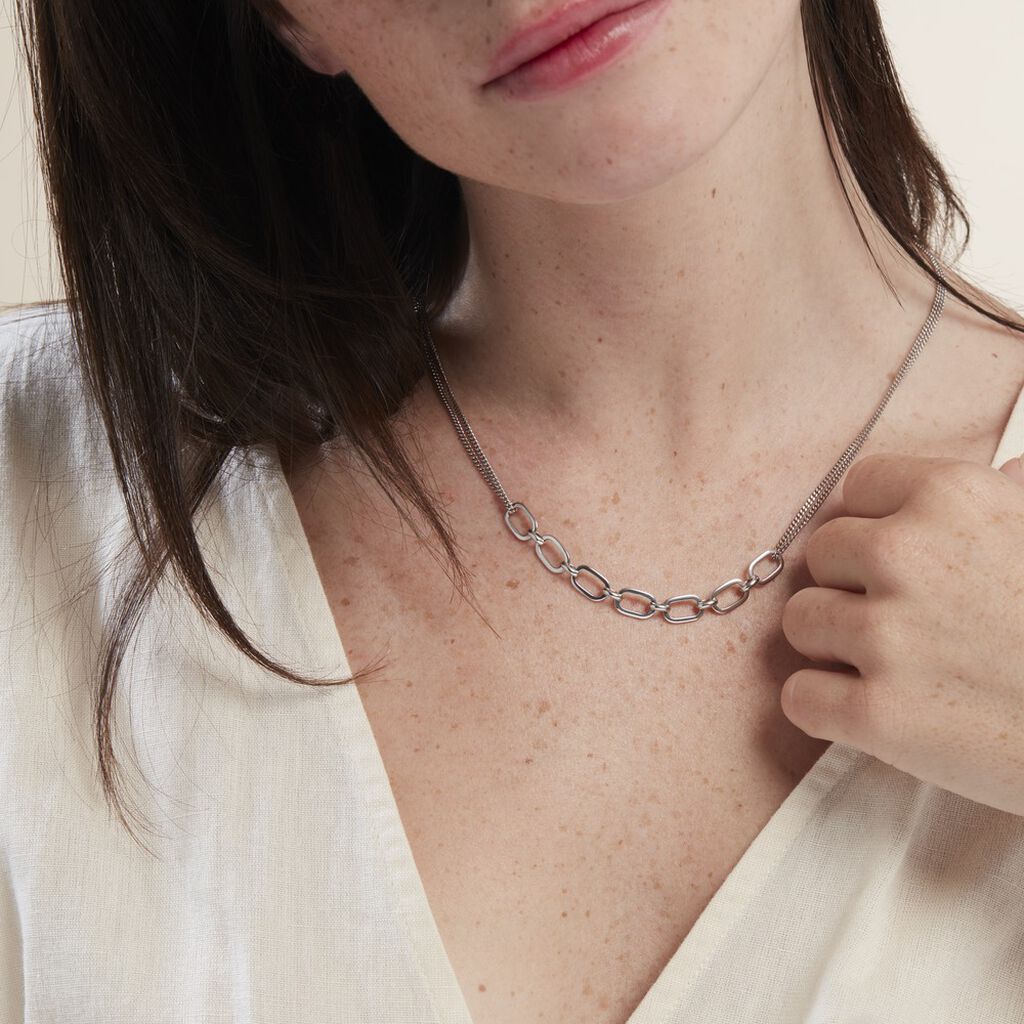 Collier Argent Blanc Nos - Colliers fantaisie Femme | Histoire d’Or