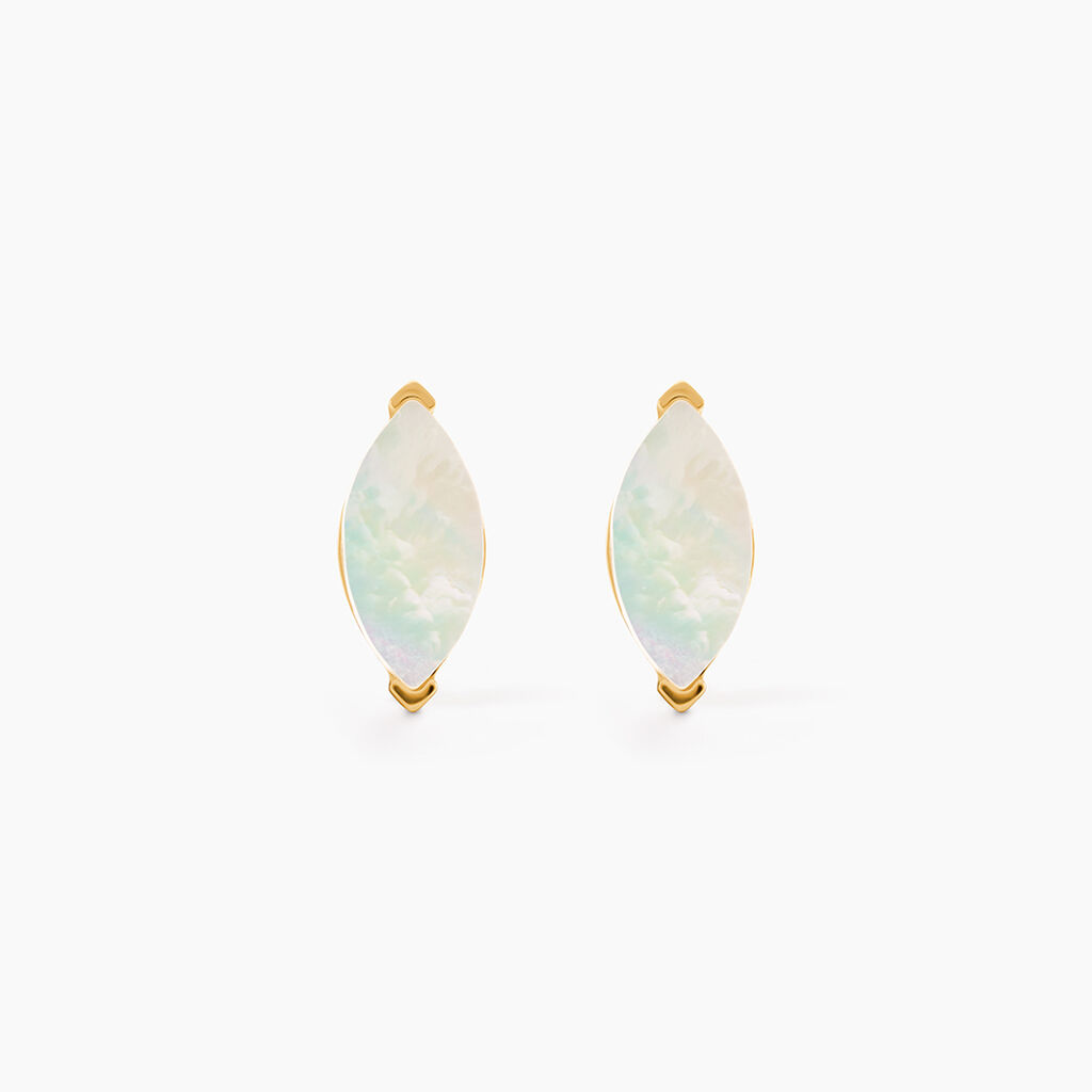 Boucles D'Oreilles Puces Elisud Or Jaune Nacre - Clous d'oreilles Femme | Histoire d&rsquo;Or
