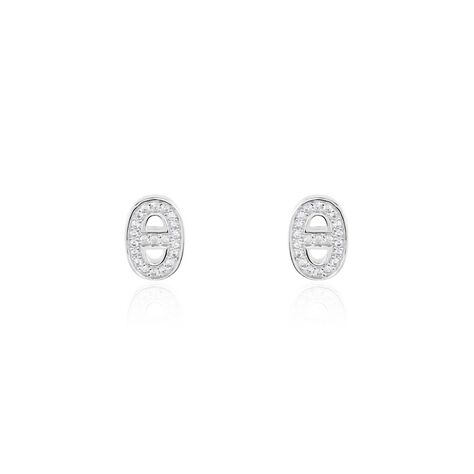 Boucles D'oreilles Puces Argent Blanc Caprina Oxydes De Zirconium - Boucles d'oreilles fantaisie Femme | Histoire d&rsquo;Or