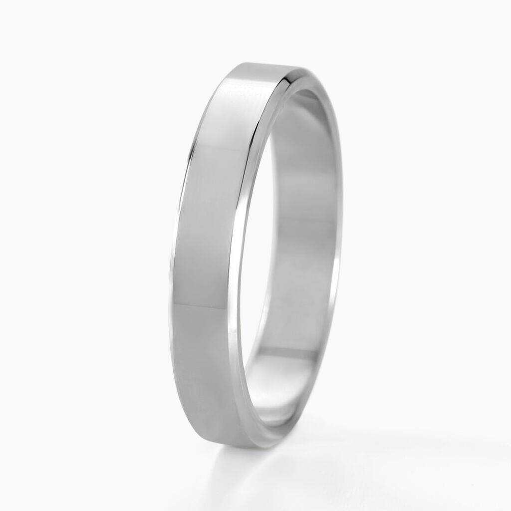 Alliance Inayah Ruban Plat Argent Blanc - Alliances Famille | Histoire d’Or