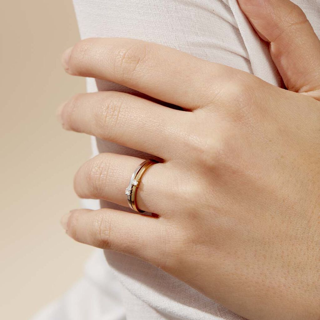 Bague Superposition Or Bicolore Diamant - Bagues avec pierre Femme | Histoire d’Or