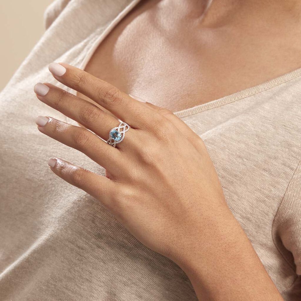 Bague Tina Or Blanc Topaze Et Oxyde De Zirconium - Bagues solitaires Femme | Histoire d’Or
