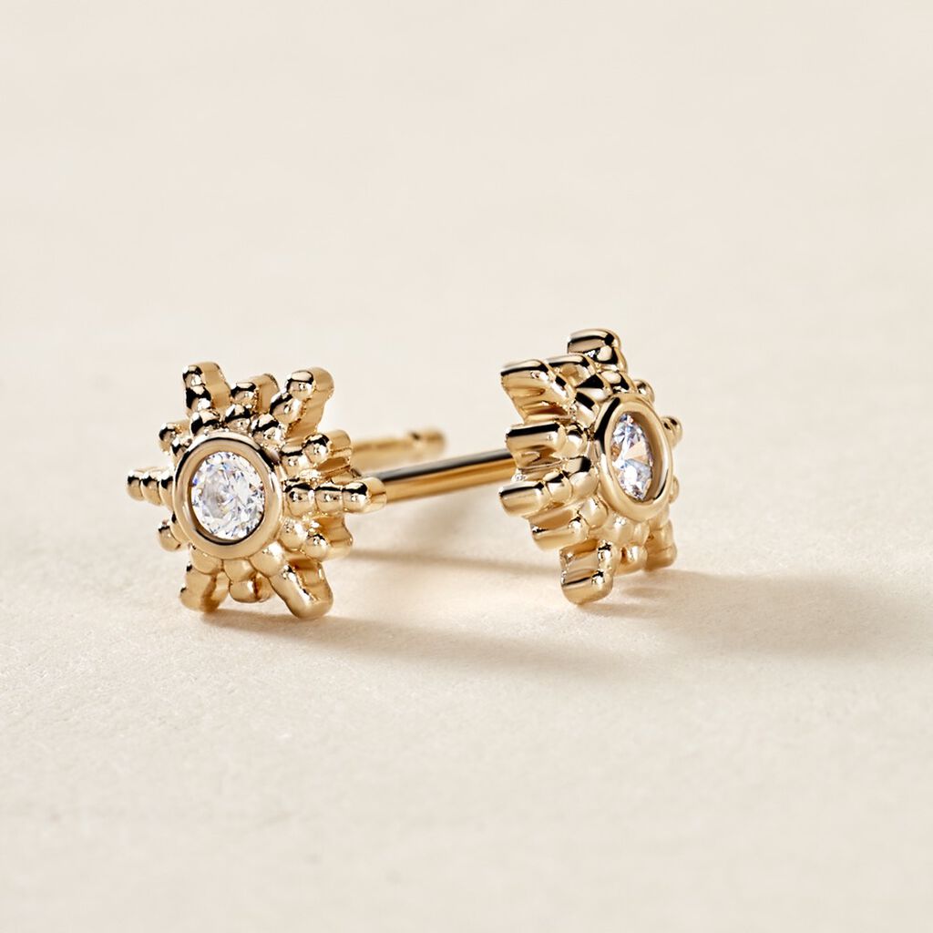 Boucles D'oreilles Puces Eirian Plaqué Or Jaune Oxyde De Zirconium - Boucles d'Oreilles Etoile Femme | Histoire d’Or