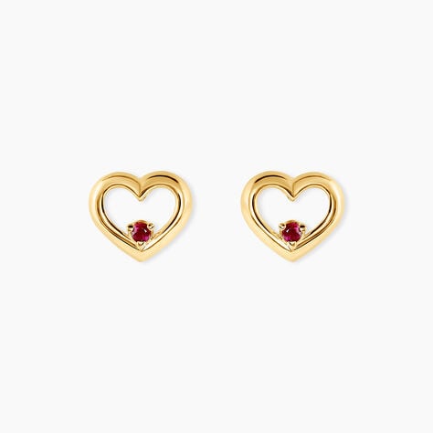Boucles D'oreilles Puces Martella Or Jaune Rubis - Clous d'oreilles Femme | Histoire d&rsquo;Or