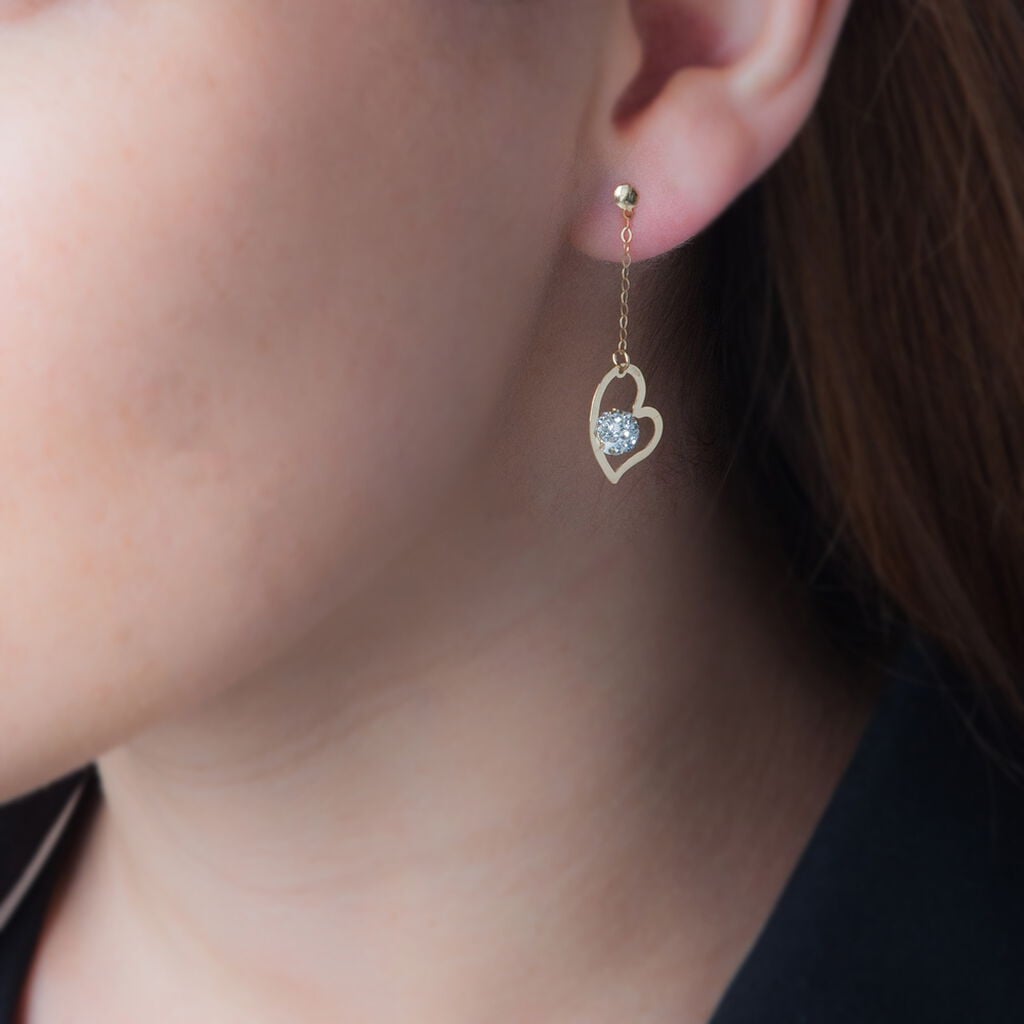 Boucles D'oreilles Pendantes Gwladys Or Jaune Strass - Boucles d'oreilles pendantes Femme | Histoire d&rsquo;Or