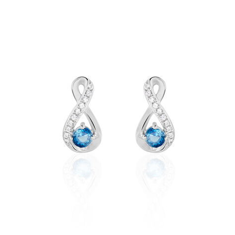 Boucles D'oreilles Puces Augusta Or Blanc Topaze Et Oxyde De Zirconium - Clous d'oreilles Femme | Histoire d’Or