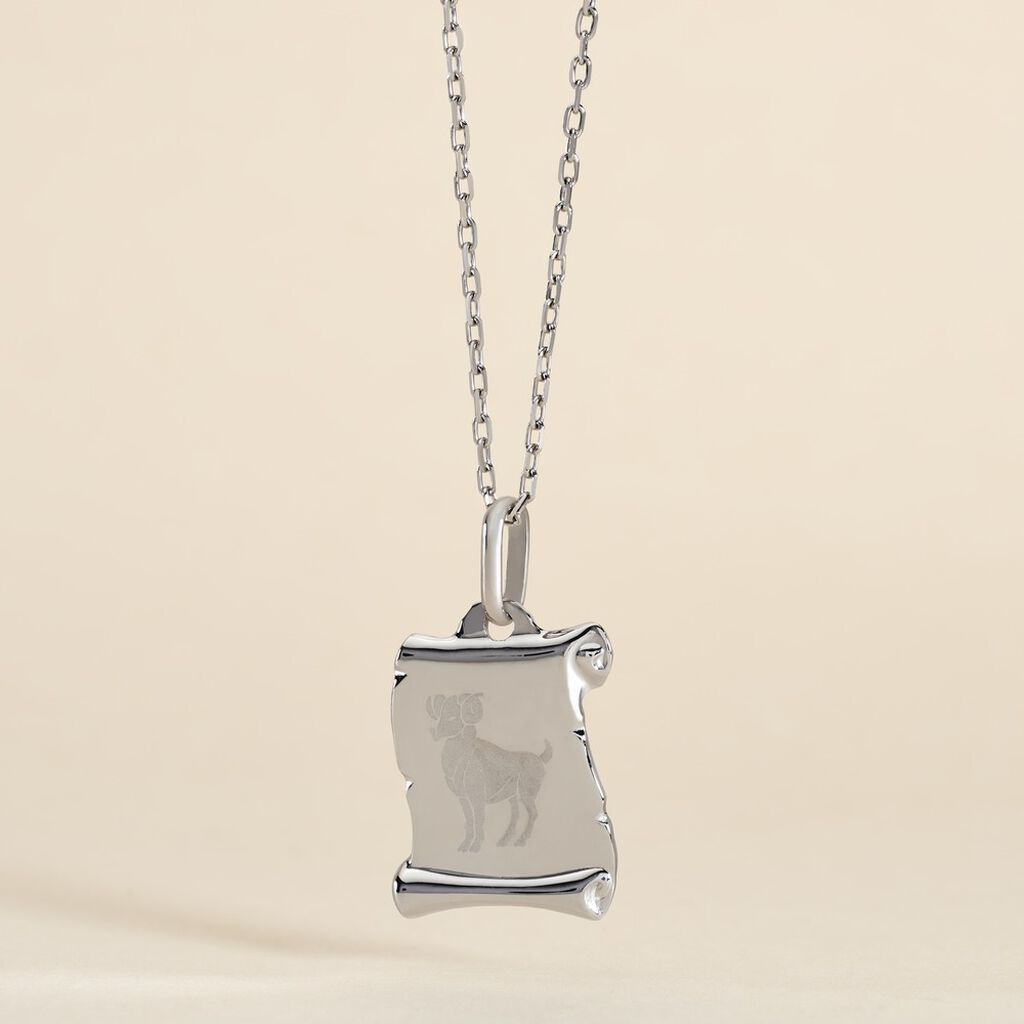 Pendentif Zodiaque Parchemin Argent Blanc - Pendentifs Zodiaque Famille | Histoire d&rsquo;Or