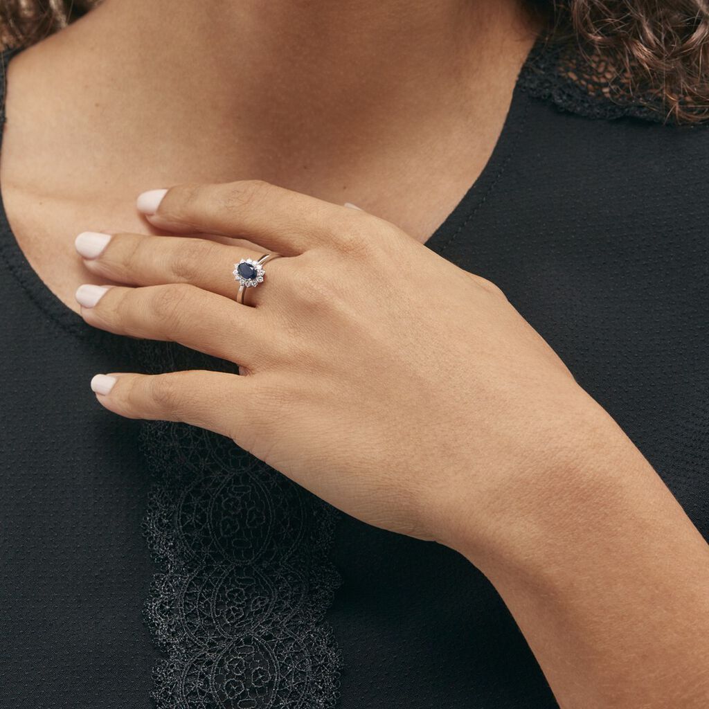 Bague Or Blanc Saphir Diamants - Bagues solitaires Femme | Histoire d’Or