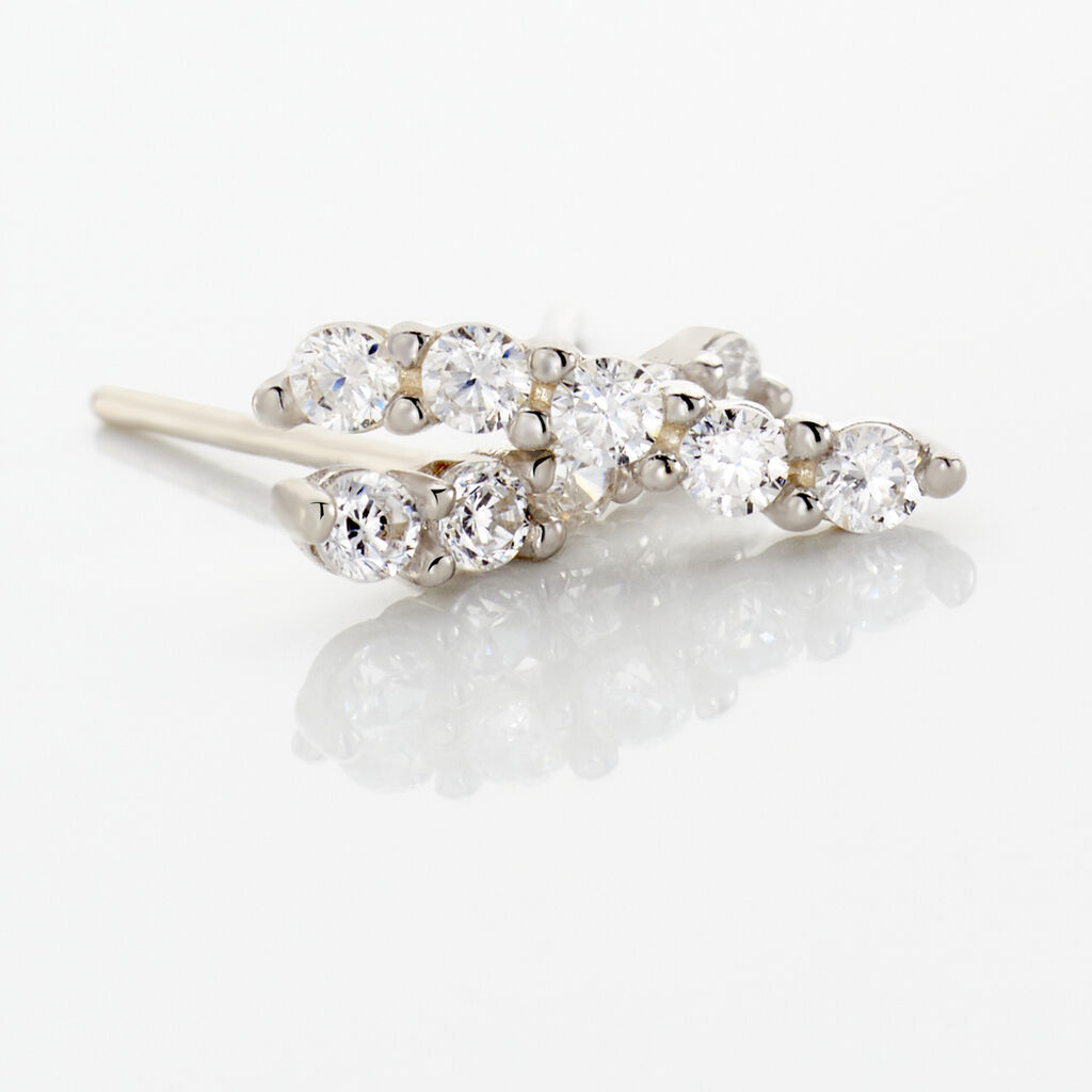 Boucles D'oreilles Puces Dahina Or Blanc Oxyde De Zirconium - Clous d'oreilles Femme | Histoire d&rsquo;Or