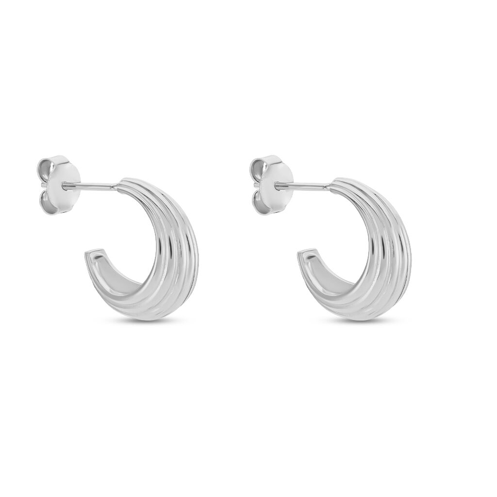 Créoles Jennie Argent Blanc - Boucles d'oreilles créoles Femme | Histoire d’Or