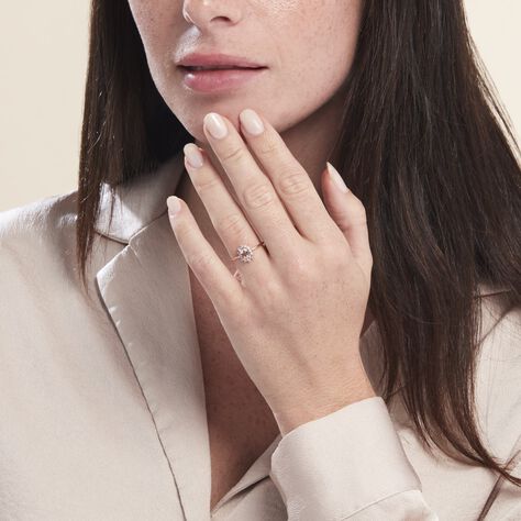 Bague Jozsua Or Rose Morganite Peche Oxyde De Zirconium - Bagues solitaires Femme | Histoire d’Or