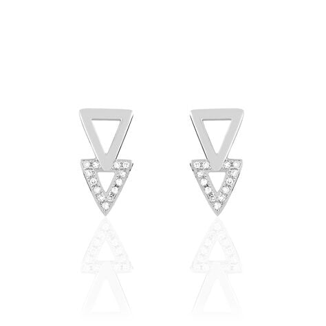 Boucles D'oreilles Puces Joy Or Blanc Diamant - Clous d'oreilles Femme | Histoire d’Or