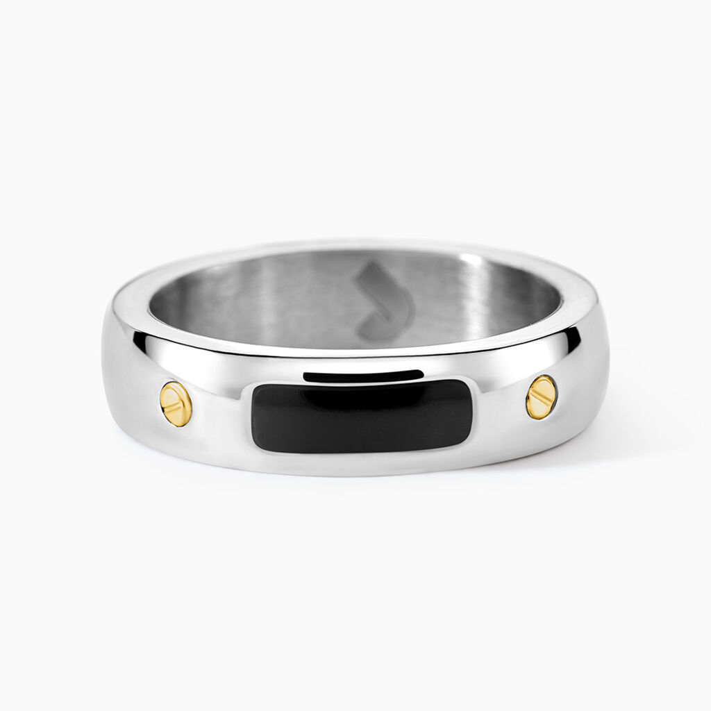 Bague Jourdan Louka Acier Argenté Onyx - Bagues solitaires Homme | Histoire d’Or
