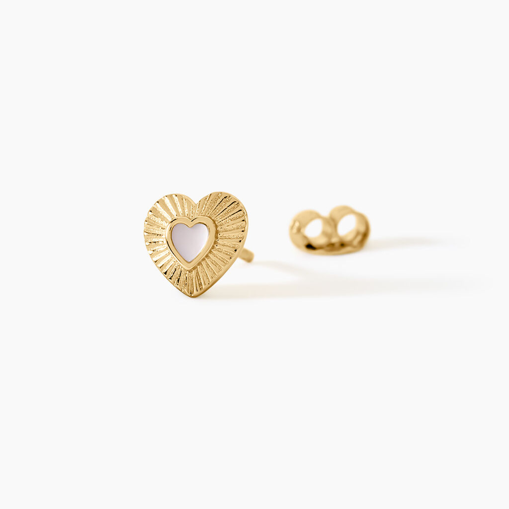 Boucles D'Oreilles Puces Obeline Argent Dor&eacute; A L'Or 750/1000 Nacre - Boucles d'oreilles fantaisie Femme | Histoire d&rsquo;Or