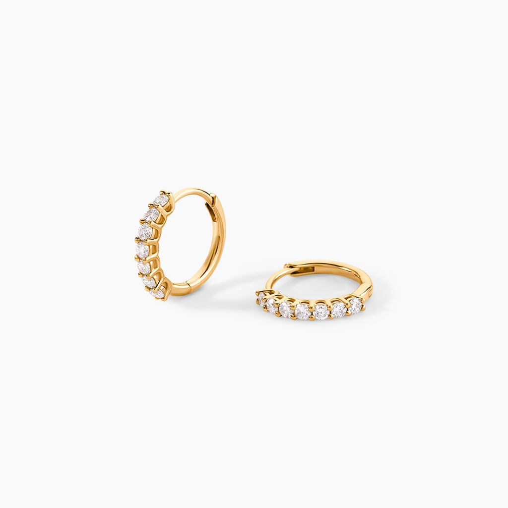 Cr&eacute;oles Kean Or Jaune Diamant Synth&eacute;tique - Boucles d'oreilles empierr&eacute;es Femme | Histoire d&rsquo;Or