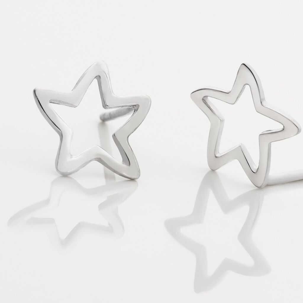 Boucles D'oreilles Puces Alphonsine Etoile De Mer Or Blanc - Clous d'oreilles Femme | Histoire d&rsquo;Or