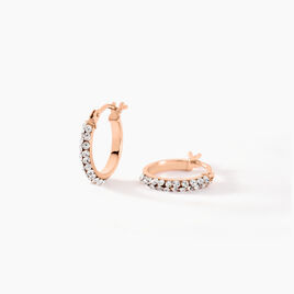 Créoles Sandrine Or Rose Strass - Boucles d'oreilles créoles Femme | Histoire d’Or
