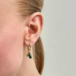 Cr&eacute;oles Mala&iuml;ka Argent Dor&eacute; A L'Or 750/1000 Malachite - Boucles d'oreilles cr&eacute;oles Femme | Histoire d&rsquo;Or