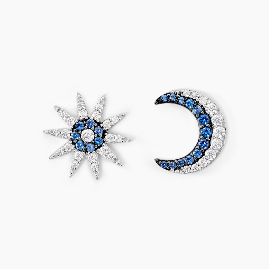 Boucles D'oreilles Pendantes Lune En Argent 925 Et Oxyde De Zirconium - Neuf Avec étiquettes