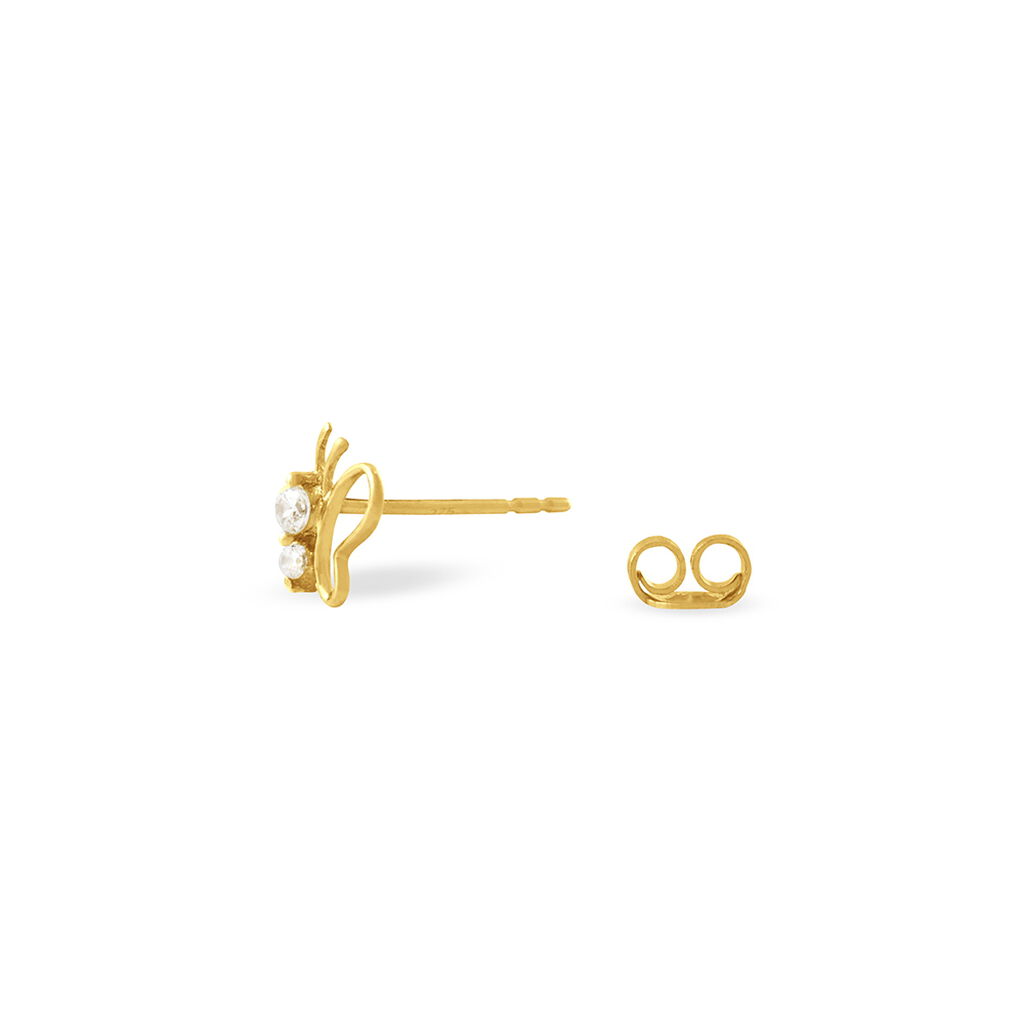 Boucles D'oreilles Puces Evaelle Papillon Or Jaune Oxyde De Zirconium - Clous d'oreilles Femme | Histoire d’Or