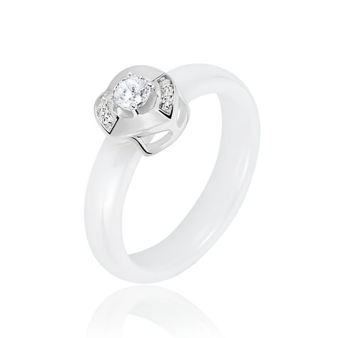 Bague Grace Argent Blanc Céramique Et Oxyde De Zirconium - Bagues avec pierre Femme | Histoire d’Or