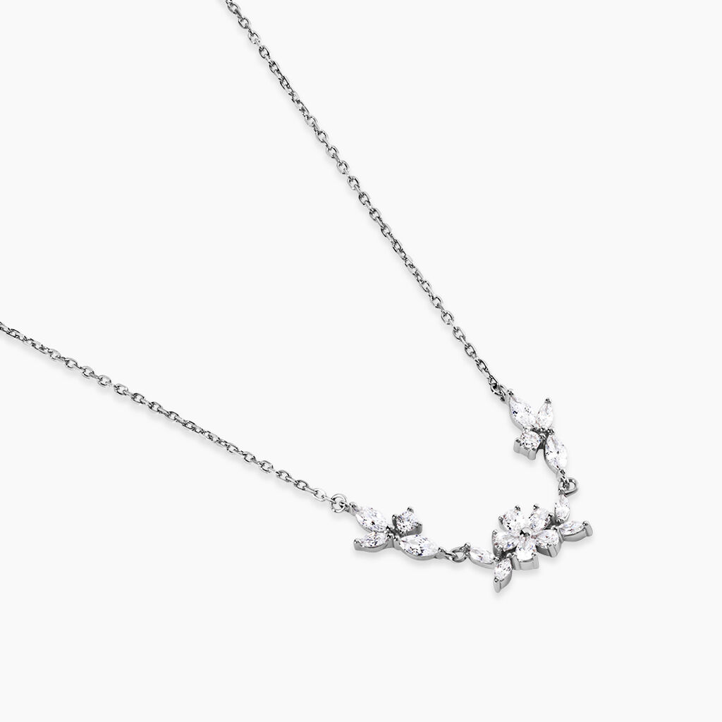 Collier Wanda Argent Blanc Oxyde De Zirconium - Colliers Plume Femme | Histoire d&rsquo;Or