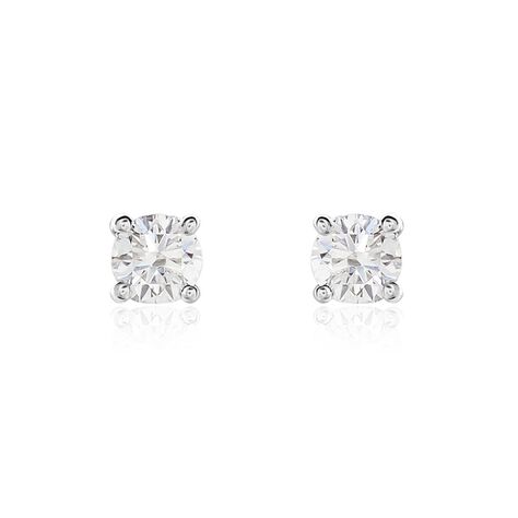 Boucles D'oreilles Puces Or Blanc Victoria Diamant - Clous d'oreilles Femme | Histoire d&rsquo;Or