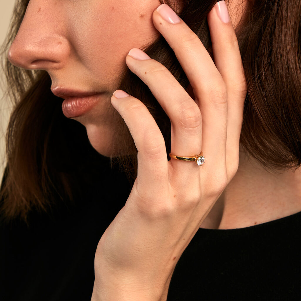 Bague Natalia Ld Or Jaune Diamant Synth&eacute;tique - Bagues solitaires Femme | Histoire d&rsquo;Or