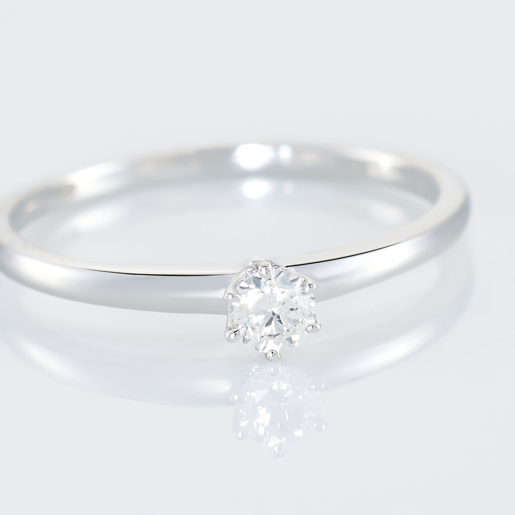 Bague Solitaire Natalia Or Blanc Diamant - Bagues solitaires Femme | Histoire d’Or