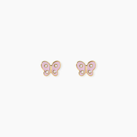 Boucles D'Oreilles Puces Pierrine Or Jaune Oxyde De Zirconium - Clous d'oreilles Femme | Histoire d&rsquo;Or