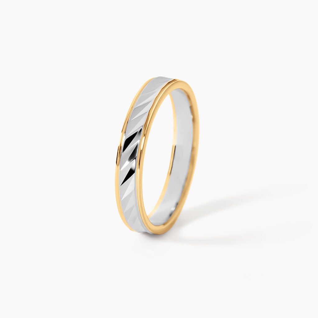 Alliance Raye Mat Ruban Plat Or Bicolore - Alliances Unisex | Histoire d&rsquo;Or