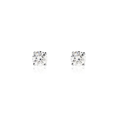 Boucles D'oreilles Puces Victoria Platine Blanc Diamant - Clous d'oreilles Famille | Histoire d’Or