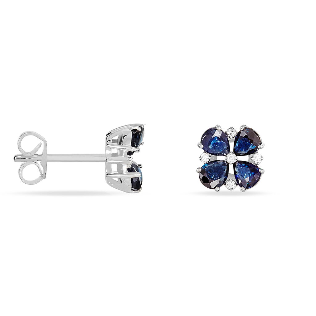 Boucles D'oreilles Puces Or Laura Blanc Saphir Et Diamant - Clous d'oreilles Femme | Histoire d’Or