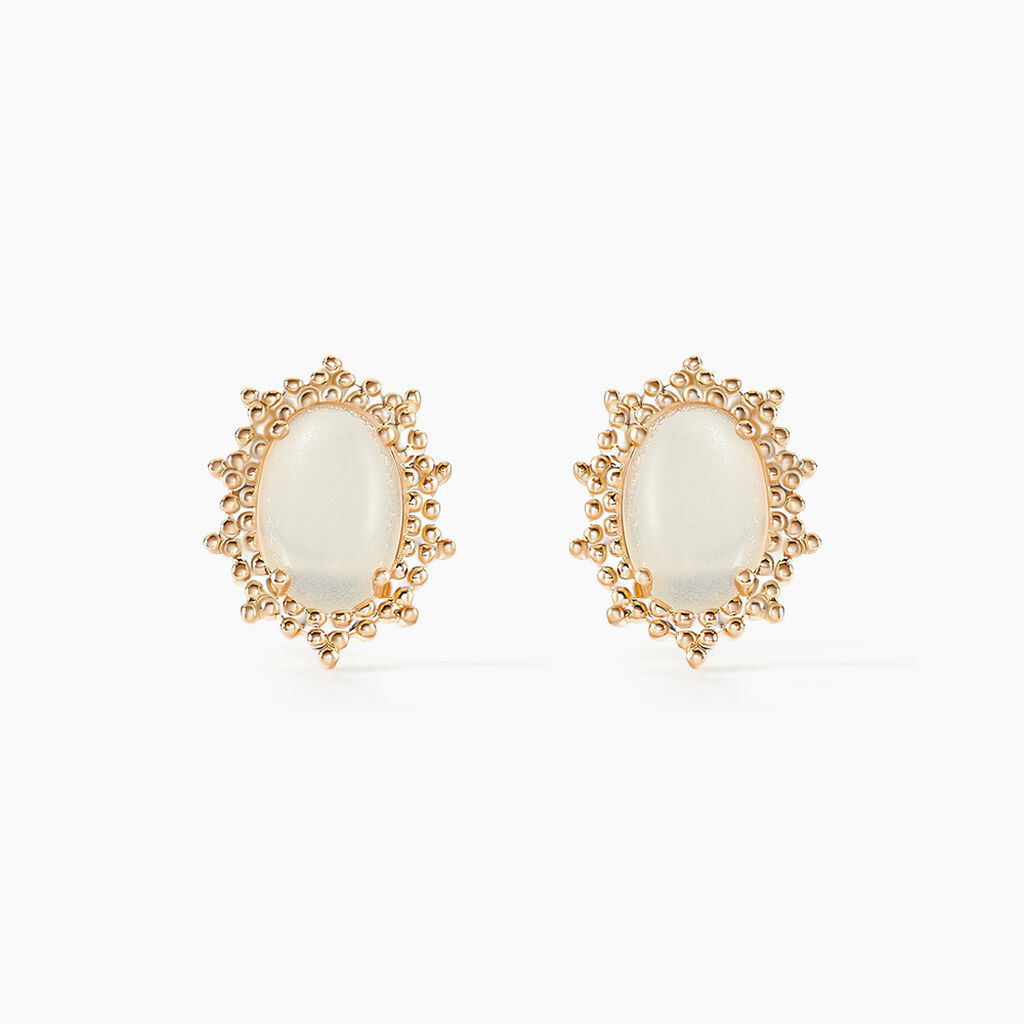 Boucles D'oreilles Puces Vintage Love Plaqué Or Jaune Pierre De Lune - Boucles d'oreilles fantaisie Femme | Histoire d’Or