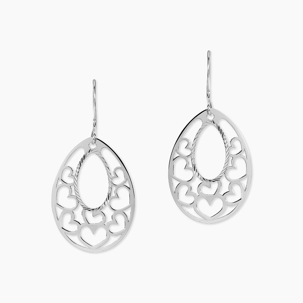 Boucles D'oreilles Pendantes Guenaelle Argent Blanc - Bijoux Coeur Femme | Histoire d&rsquo;Or