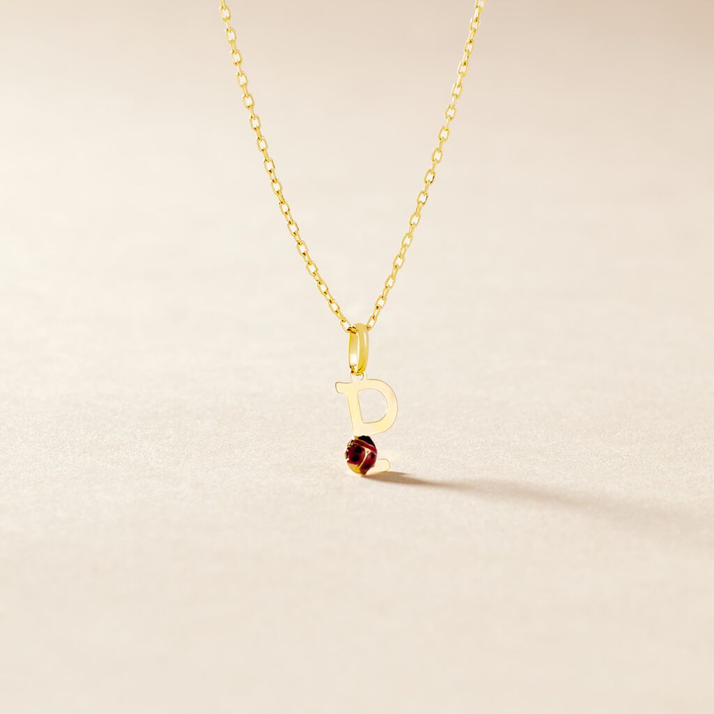 Pendentif Helidie Coccinelle Lettre Or Jaune - Pendentifs Enfant | Histoire d&rsquo;Or