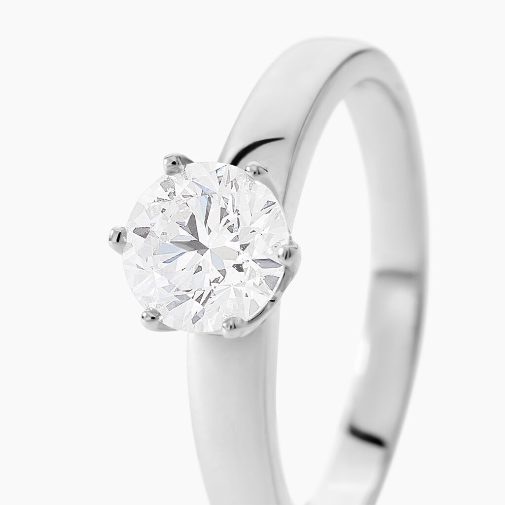 Bague Solitaire Natalia Or Blanc Diamant Synthetique - Bagues solitaires Femme | Histoire d&rsquo;Or