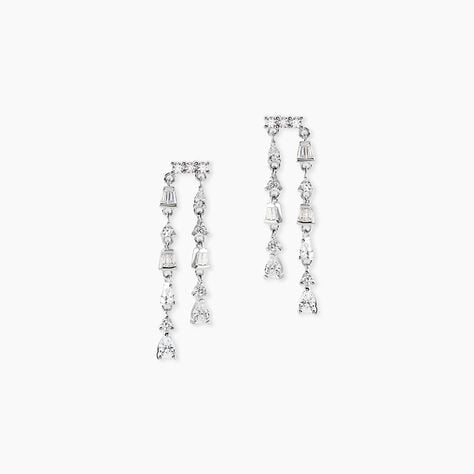 Boucles D'Oreilles Pendantes Eclat D'Aurore Argent Blanc Oxyde De Zirconium - Boucles d'oreilles pendantes Femme | Histoire d&rsquo;Or